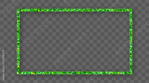 St. Patrick's Day Frame With Bland Shadows Isolated On Transparent  Background. Abstract Green Texture Rectangle Border. Vector Illustration, Eps 10.