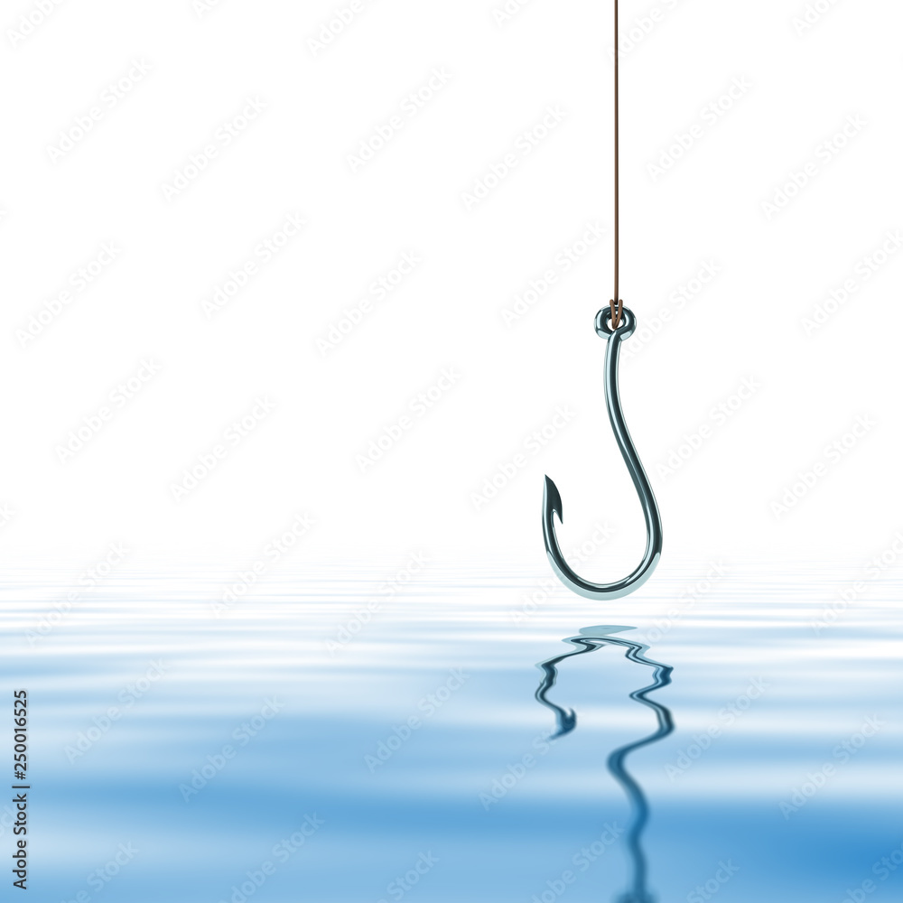 fishing hook over water background Stock Illustration