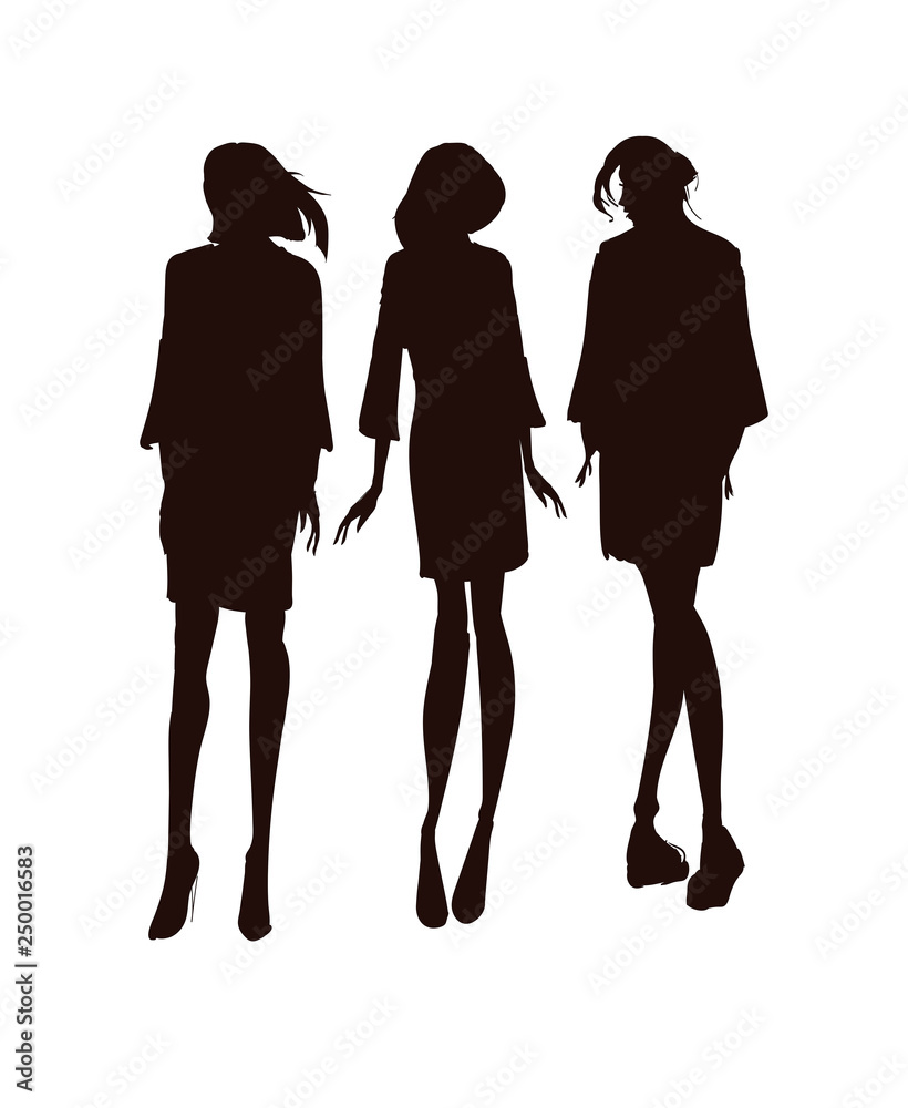 Silhouettes Fashion girls. Fashion illustration. Silhouettes Drawing fashion models