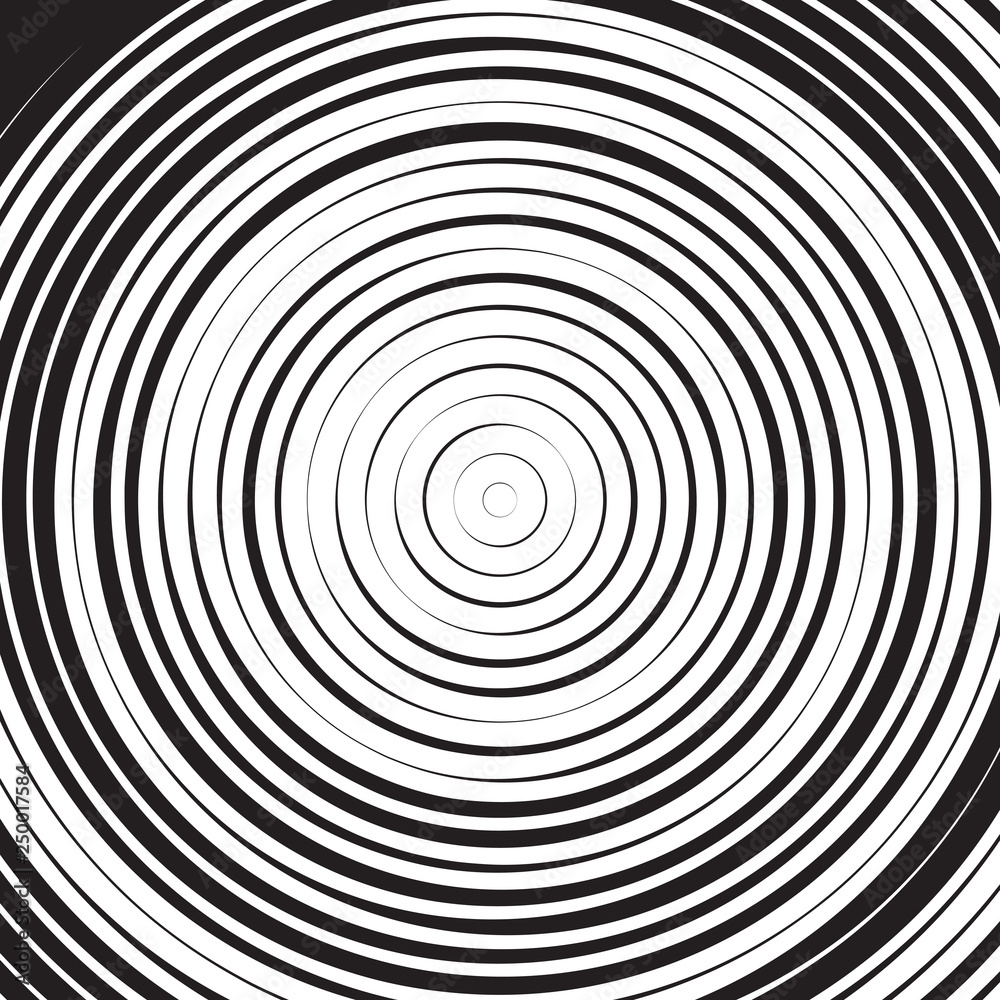 Obraz premium Black and white concentric line circle background or ripple effect
