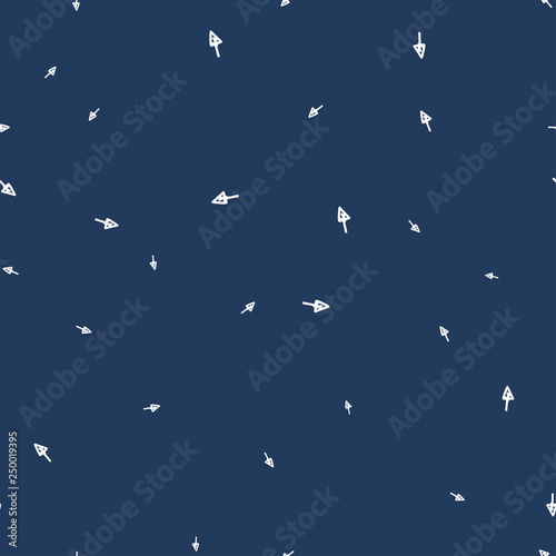 Hand drawn icon with seamless pattern for decorative design. Arrow down direction icon design.