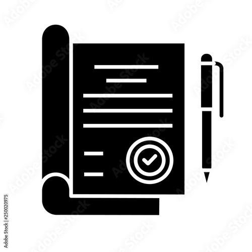 Signed contract glyph icon
