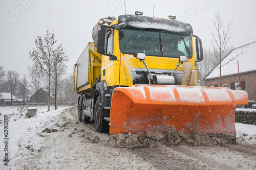 truck with snowplow, winter service