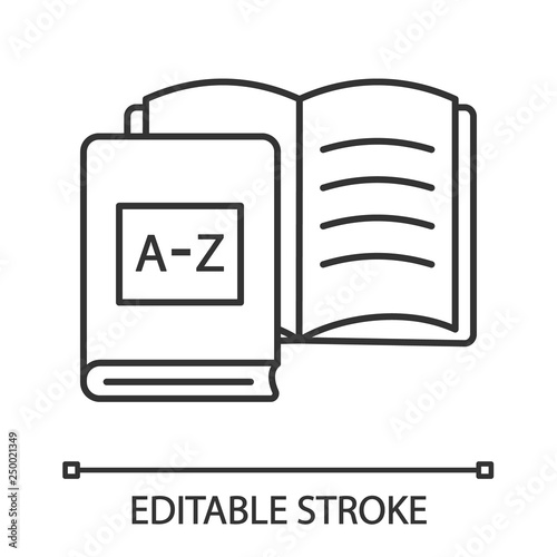 Foreign language learning books linear icon