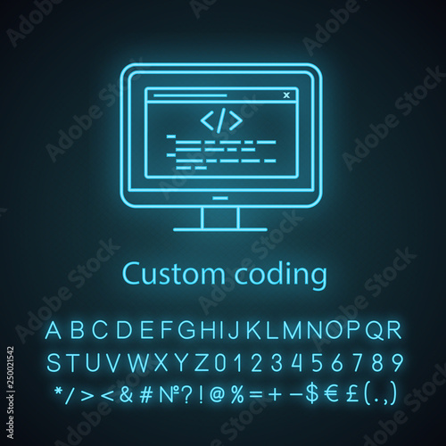 Custom coding neon light icon