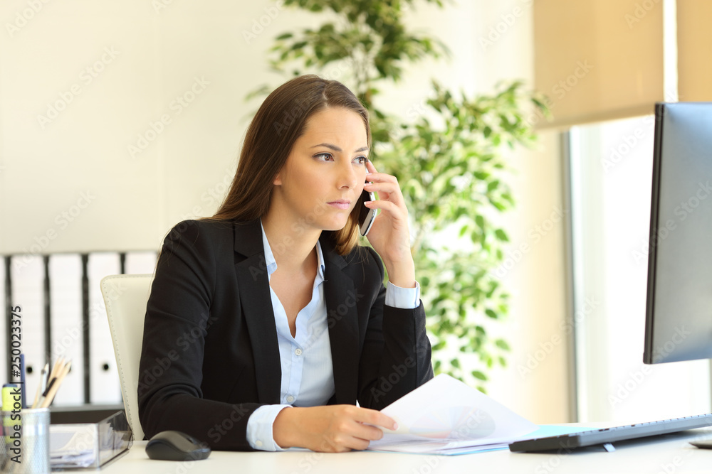Office worker calls on phone Office worker calls on phone