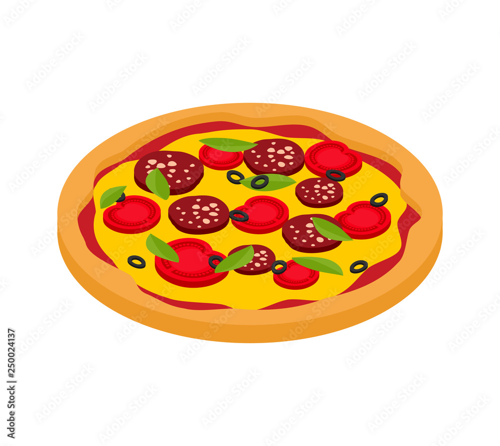 Fototapeta Pizza isometric style isolated. Fast food vector illustration