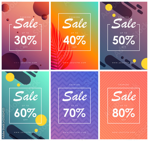 Collection of six fashon sale banners  stylish offer templates. Can be used as poster of flyer