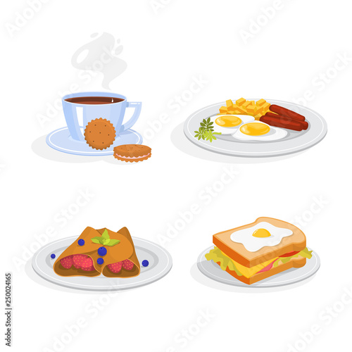 Breakfast set. Collection of healthy meal. Egg