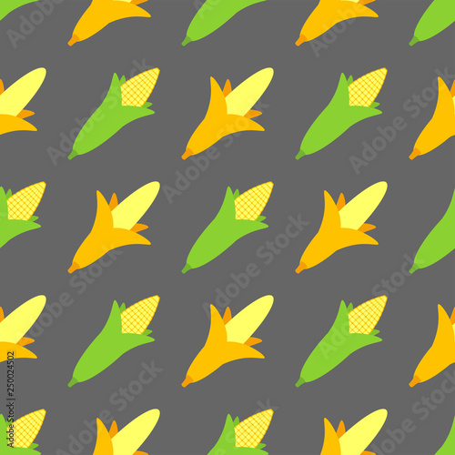 Banana and corn pattern seamless. Fruit background. Ripe fetus texture