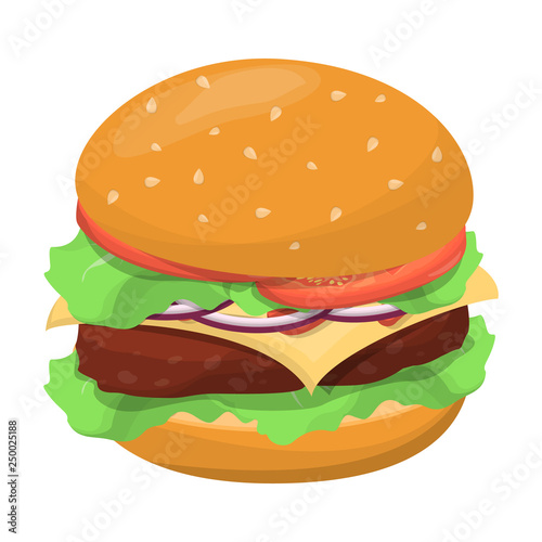 Big tasty hamburger with cheese  tomato and beef