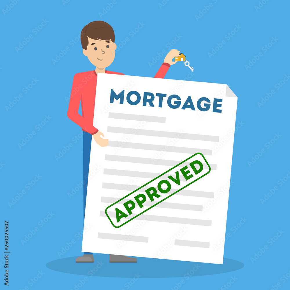Man holding big document and house key Man holding big document and house key
