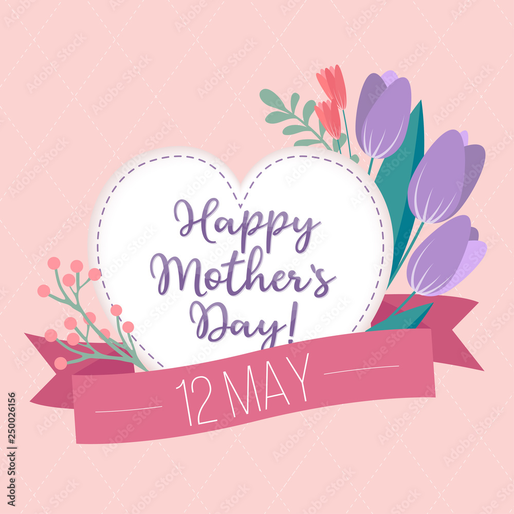 International Mother's Day greeting card. Floral background