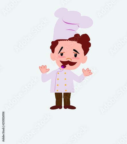 Chef makes a gesture of tired resignation.