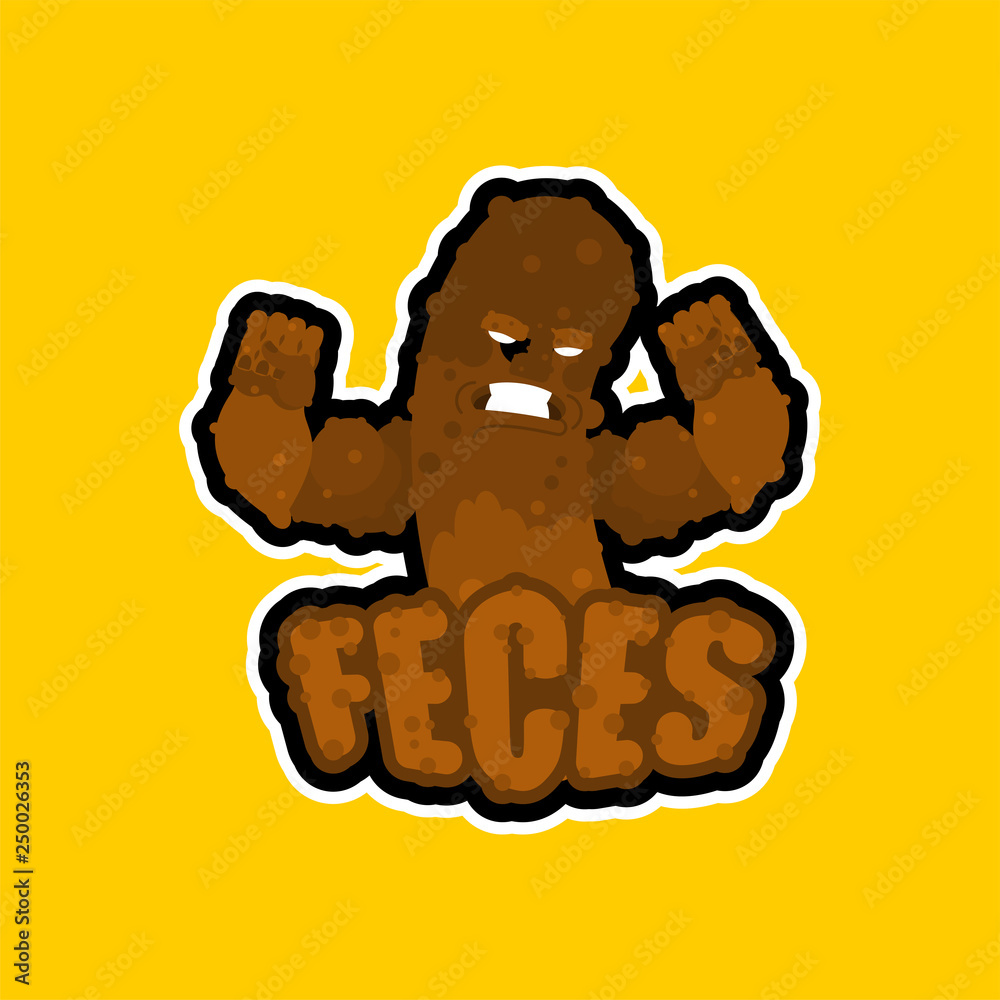 Feces sport logo. Turd Sports team club emblem. Shit mascot gaming sign. Strong poop symbol
