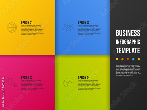 Design of colorful company infographic with icons. Vector