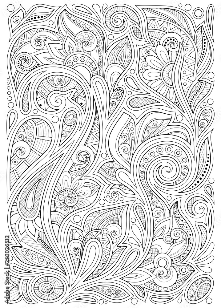 Monochrome Floral Background in Paisley Garden Indian Style