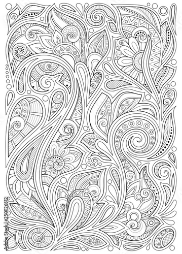 Monochrome Floral Background in Paisley Garden Indian Style