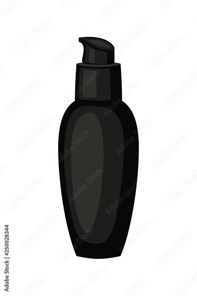 Fototapeta premium Cartoon black cosmetic dispenser bottle