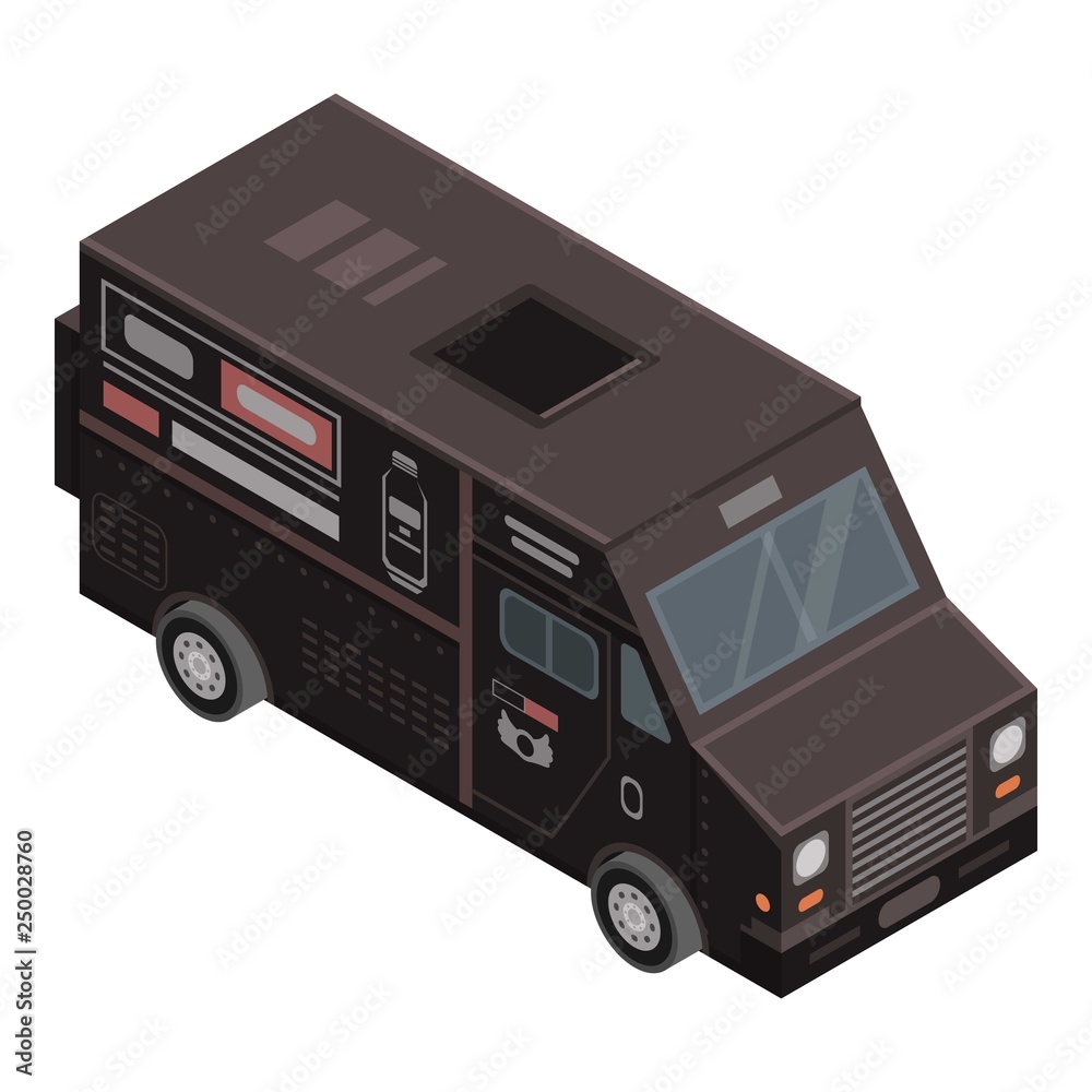 Fototapeta premium Black drink truck icon. Isometric of black drink truck vector icon for web design isolated on white background