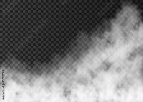 White smoke or fog isolated on transparent background.