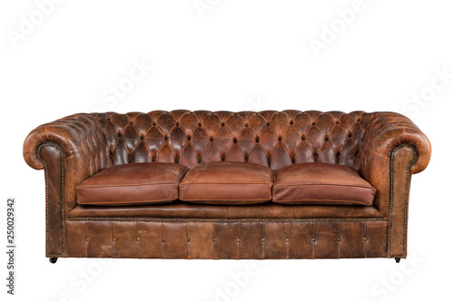 Brown leather chesterfield sofa couch original