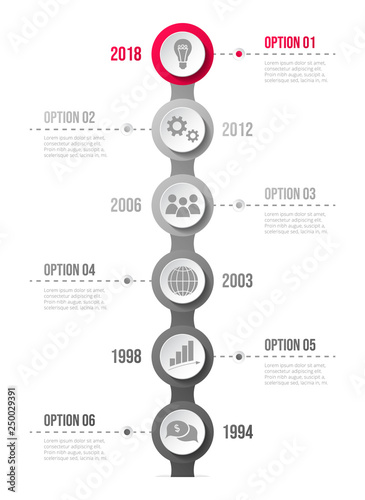 Gray infograph with business symbols. Vector