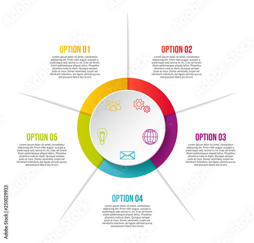 Concept of a colorful infographic with business icons - infographic template. Vector