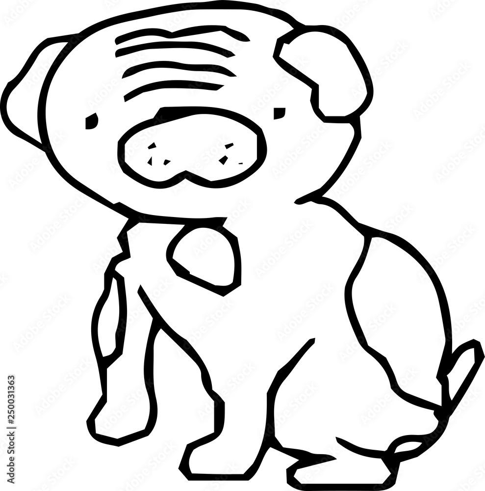 Obraz premium Bad hand-painted cute dog illustration outline