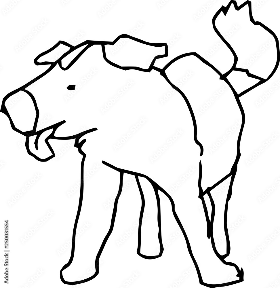 Fototapeta Bad hand-painted cute dog illustration outline