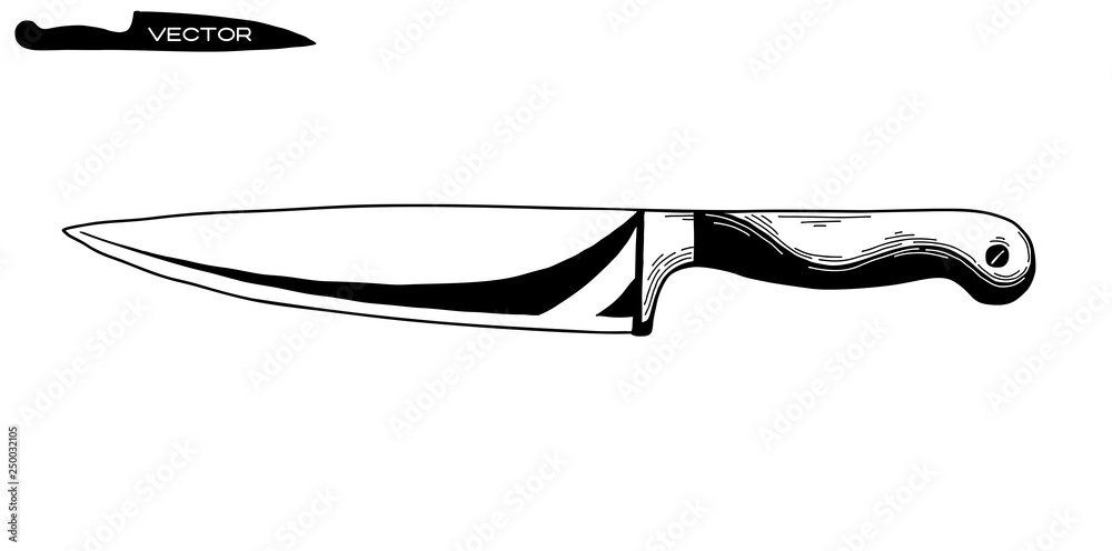 Sketch chef knife isolated on white background. Vector Sketch chef knife isolated on white background. Vector