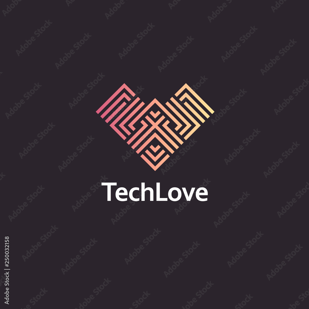 Obraz premium Vector logo design template. Abstract tech heart icon.