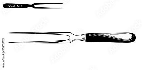 Sketch meat forks isolated on white background. Vector
