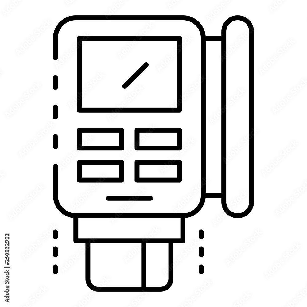Invoice pos terminal icon. Outline invoice pos terminal vector icon for web design isolated on white background Invoice pos terminal icon. Outline invoice pos terminal vector icon for web design isolated on white background