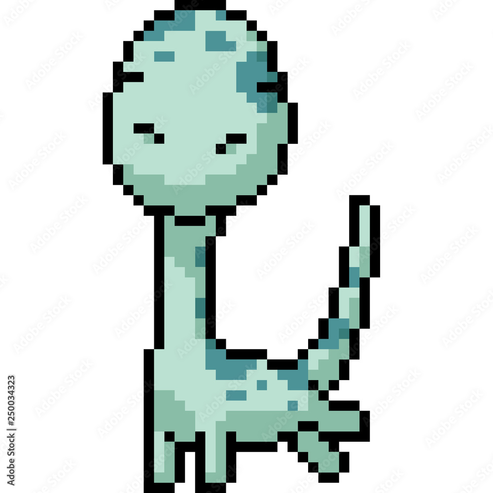 Obraz premium vector pixel art brachiosaurus