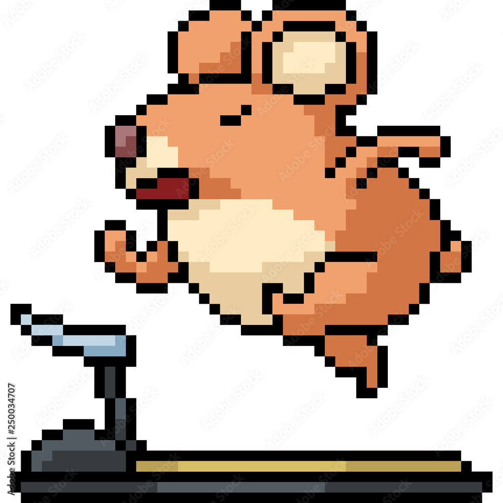 Obraz premium vector pixel art hamster run