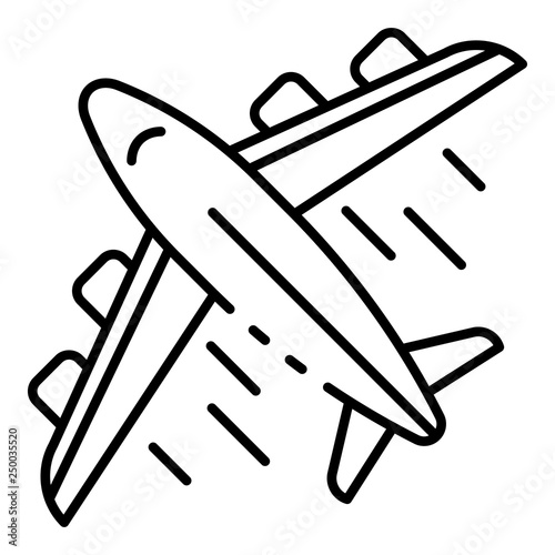 Airplane delivery icon. Outline airplane delivery vector icon for web design isolated on white background