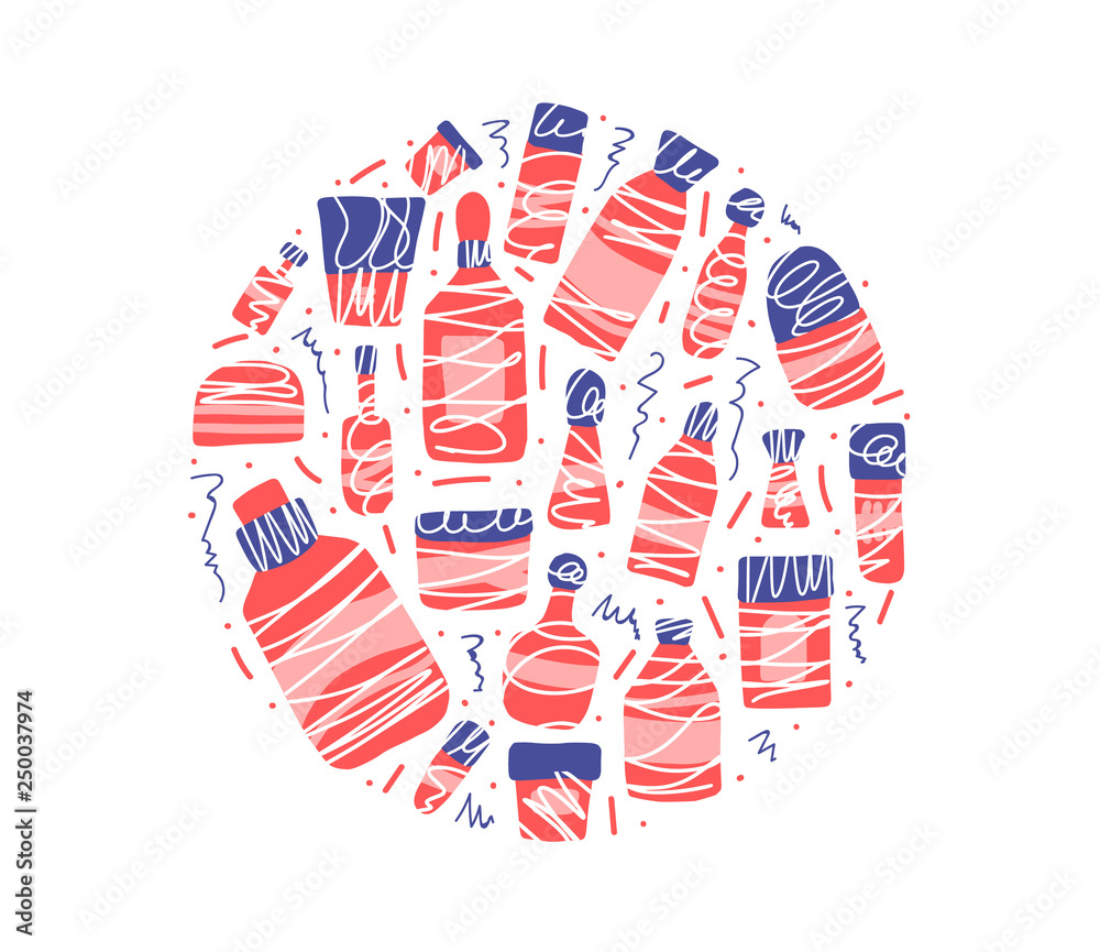 Fototapeta premium Beauty supplies set. Vector design illustration.