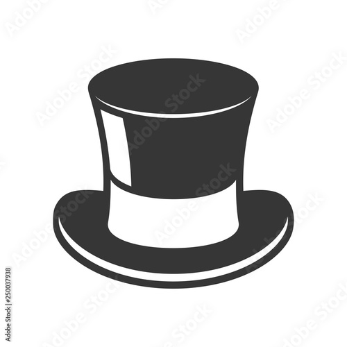 Retro Black Top Hat Icon on White Background. Vector