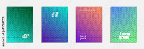 Colorful and modern cover design. Set of geometric pattern background