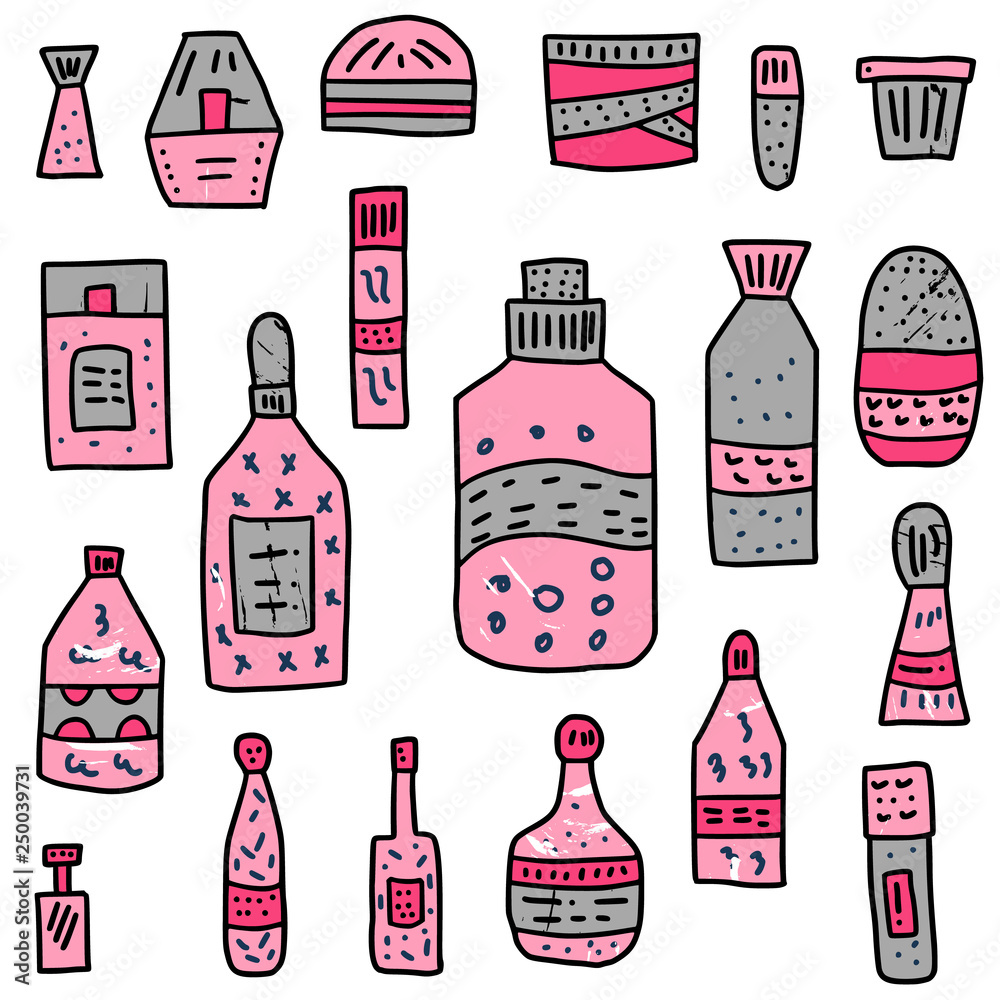 Beauty supplies set. Vector illustration. Beauty supplies set. Vector illustration.