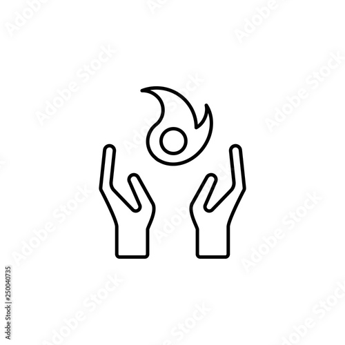 Pyre, hand, magic, fire icon. Element of magic for mobile concept and web apps icon. Thin line icon for website design and development