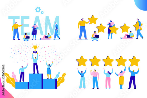 Flat Business People vector set. Team Work, Partnership, Leadership Concept. Vector illustration in modern flat style.