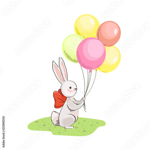 Gray vector hares and balloons 