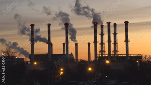 Wallpaper Mural industrial landscape, the pipes of the thermal power plant at sunset Torontodigital.ca