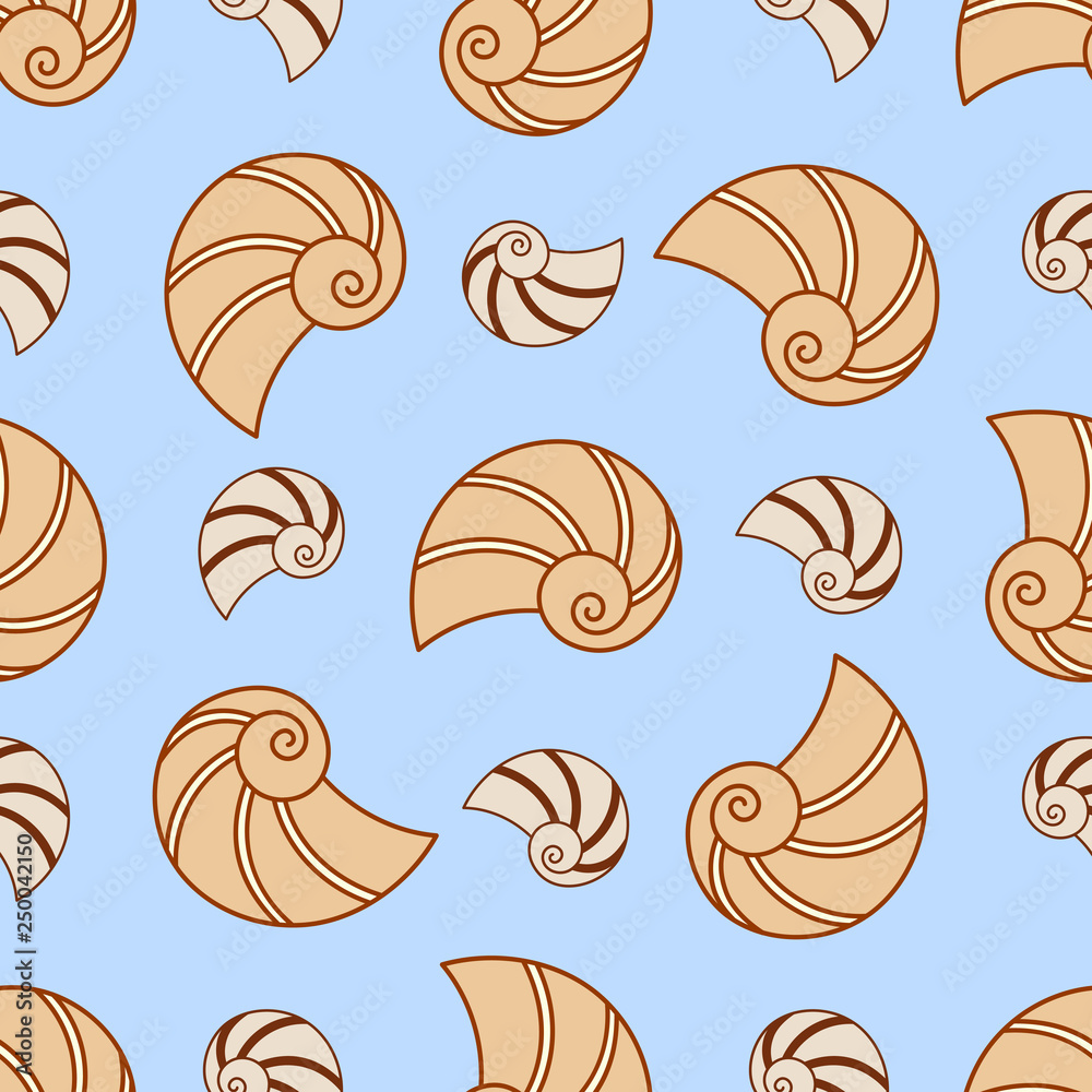 Vector Seashell Seamless Pattern. Sea Nature Texture.