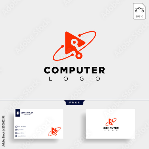 digital pointer technology creative logo template vector illustration icon element