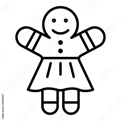 Woman gingerbread icon. Outline woman gingerbread vector icon for web design isolated on white background