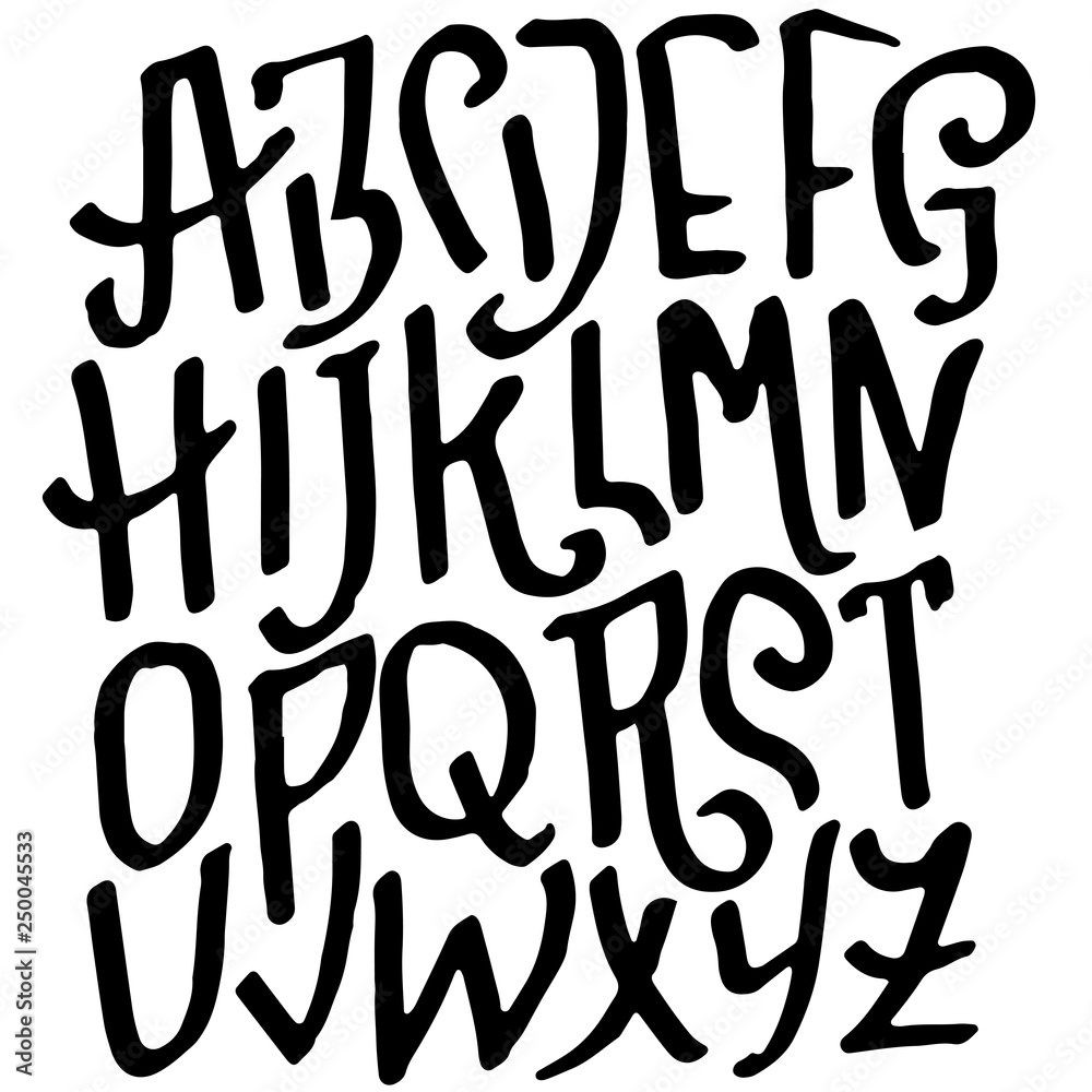 Simple alphabet letters. Handdrawn grunge ink font. Vector illustration. Simple alphabet letters. Handdrawn grunge ink font. Vector illustration.