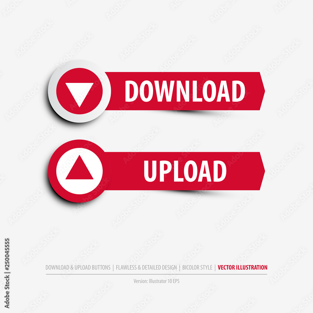 download and upload buttons containing: two differently designed isolated web buttons, download and upload symbols, flat, minimal, material design style, eps10 vector illustration download and upload buttons containing: two differently designed isolated web buttons, download and upload symbols, flat, minimal, material design style, eps10 vector illustration